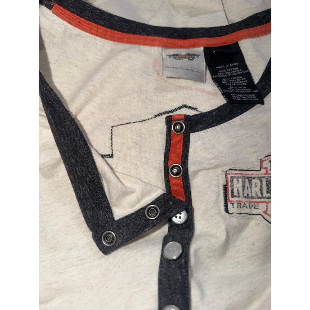 Harley Davidson women’s vintage cream & black short sleeve top - Picture 2 of 16